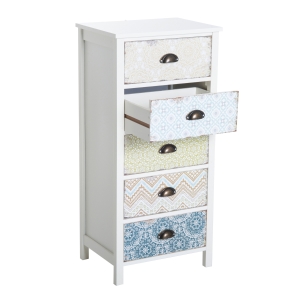 Homcom Cassettiera Mobiletto Vintage con 5 Cassetti Fantasia, 46x34x97.5cm