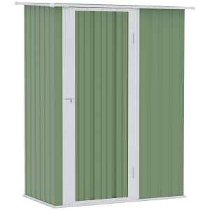 Abri de jardin porte verrouillable tôle d'acier vert blanc
