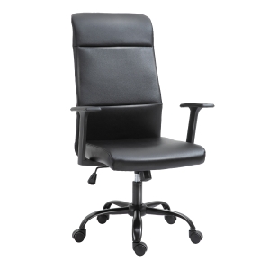 Vinsetto Sedia da ufficio Ergonomica e Girevole in Similpelle Nera 61x61x109-115cm