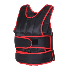 HOMCOM Giubbotto Zavorrato 20kg Unisex 38 Pesi Singoli, Imbottitura, Chiusure con Velcro - Nero/Rosso