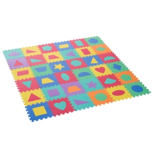Homcom Tappeto Puzzle con Forme Geometriche 36 Tessere 31x31cm, Colorato