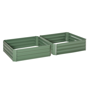 Outsunny Set di 2 Letti per Orto Rialzati in Acciaio Zincato per Piante e Ortaggi, 100x100x30cm