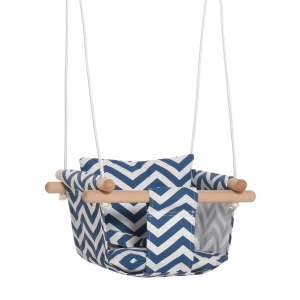Outsunny Seggiolino Altalena per Bambini in Tessuto e Legno con Cuscino