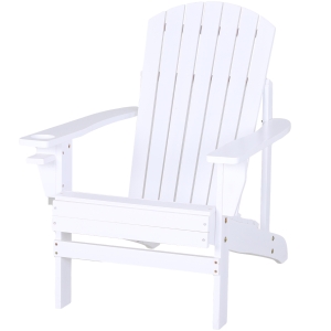 Outsunny Sedia da Giardino Adirondack in Legno Bianco 97x72.39x93cm