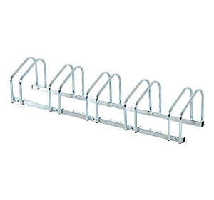 HOMCOM Rastrelliera Portabiciclette per 5 Biciclette Tubi d’acciaio Argento