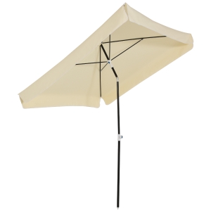 Outsunny Ombrellone da Esterno 200x200cm, Terrazza, Giardino con Tettuccio Quadrato, Regolabile e Portatile, Bianco Crema