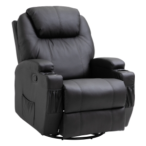 Fauteuil de relaxation et massage chauffant inclinaison dossier repose-pied électrique revêtement synthétique