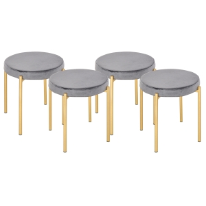 HOMCOM Set 4 Sgabelli Rotondi Imbottiti per Cucina, Salotto o Sala da Pranzo, Oro e Grigio