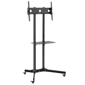HOMCOM Carrello Porta Televisione con Ruote per TV 32-65'' e VESA Massimo 600x400mm, Altezza e Angolazione Regolabile - Nero