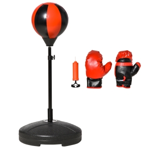 Punching ball sur pied réglable en hauteur 126-144 cm avec gants, pompe et base de lestage noir