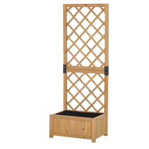 Outsunny Fioriera con Grigliato da Esterno Vaso per Piante Rampicanti in Legno 60x40x160cm