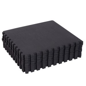 HOMCOM Tappeto Puzzle per Bambini in EVA Antiscivolo, 8 Pezzi Tappeto da fitness con Bordi Area Coperta, 63.5x63.5x2cm Nero