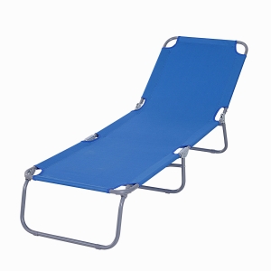 Outsunny Sdraio da Giardino Pieghevole in Metallo e Tessuto Oxford, Lettino Prendisole Traspirante Blu