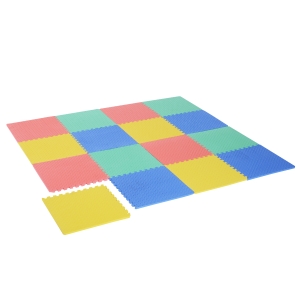 HOMCOM Tappeto Puzzle in EVA per Bambini Antiscivolo 16 Pezzi Multicolori 63.5x63.5x2cm