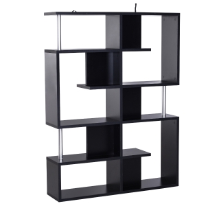Homcom Mobile a Scaffali Libreria 5 Livelli in Legno, Nero, 120x28.6x160cm