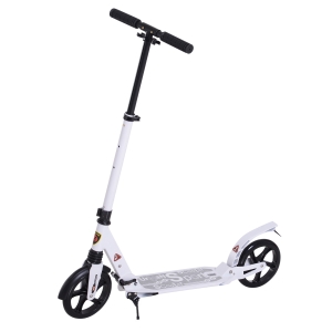 Homcom Monopattino Pieghevole in Alluminio con Freno Bianco per Adulti e Bambini