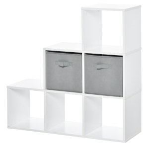 HOMCOM Mobile Libreria a 6 Cubi con 2 Cassetti, Arredamento Ufficio e Salotto