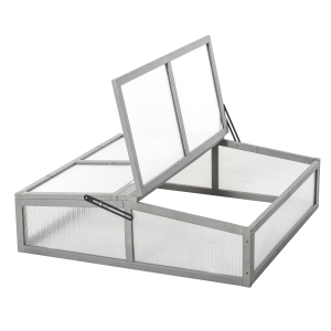 Outsunny Mini Serra in Legno e Policarbonato Serre Agricole Prezzi da Balcone o da Giardino, Grigia 90x92x28cm