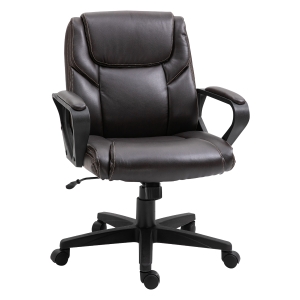 Vinsetto Sedia Ufficio Ergonomica Poltroncine da Ufficio in Similpelle Marrone con Altezza Regolabile