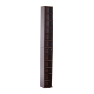 HomCom Mobiletto Colonna Libreria da Parete con Mensole in Legno, Marrone, 21x20x175cm