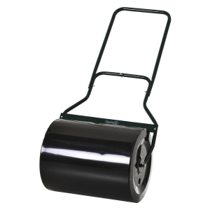 Outsunny Rullo da Giardino in Metallo Impermeabile Nero, Serbatoio Fino 60 Litri (Acqua o Sabbia), 57x40x123cm