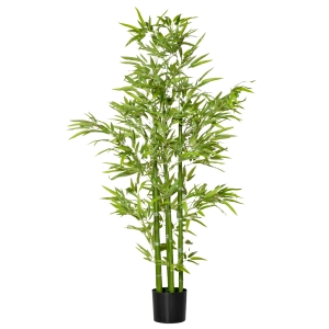 HOMCOM Pianta Finta di Bambù Alta 150cm con Vaso Incluso per Interno ed Esterno - Verde