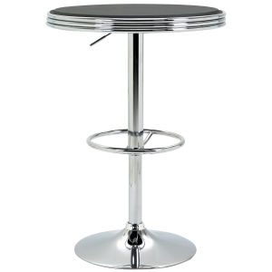 HOMCOM Tavolo da Bar Rotondo in Metallo e Similpelle Nera, Altezza Regolabile, Φ65x66-90cm