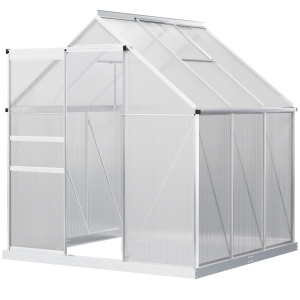 Serre de jardin aluminium polycarbonate lucarne porte coulissante