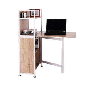 HomCom Mobiletto Angolare con Scrivania per Computer Estraibile in Legno MDF
