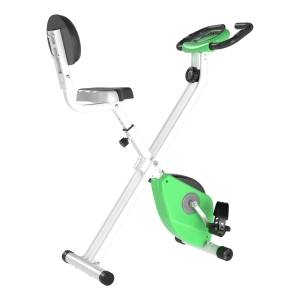 HOMCOM Cyclette Magnetica Pieghevole in Acciaio con Altezza e Intensità Regolabile, Schermo LCD, Verde
