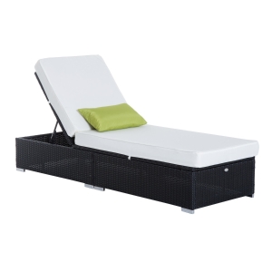 Outsunny Lettino Prendisole di Lusso in PE Rattan e Alluminio, Nero