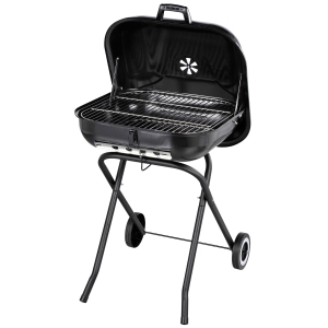 Outsunny Barbecue in Acciaio con Coperchio e Ruote Nero 57x70x86cm