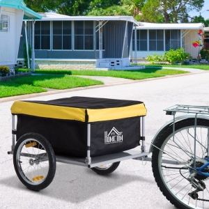 Homcom Remorque de Transport Vélo Cargo Noir 140 x 60 x 60 cm