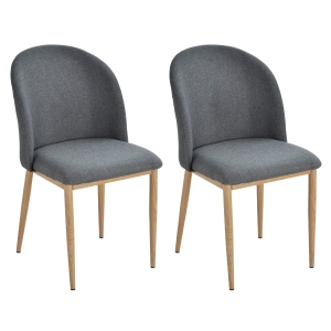 Homcom Set di 2 Sedie da Pranzo Imbottite con Gambe in Acciaio Grigio