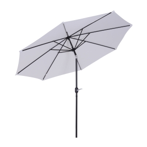 Outsunny Ombrellone da Giardino Φ300cm con Manovella e Inclinabile con Palo Smontabile, Metallo e Poliestere Bianco