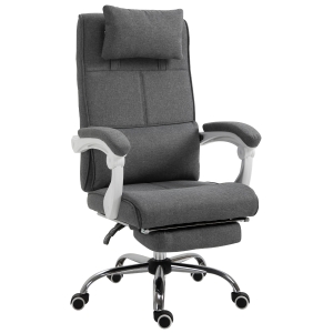 Fauteuil de bureau manager grand confort repose-pied tétière intégrés dossier inclinable lin