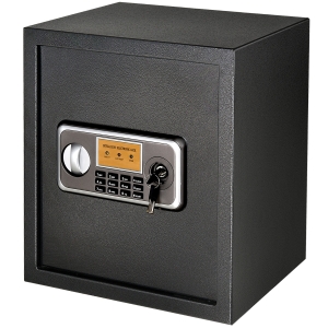 HOMCOM Cassaforte Elettronica in Acciaio con Doppio Codice, Chiave di Sicurezza e Allarme, 35x30x39.3cm