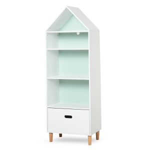 Homcom Libreria Scaffale Portagiochi per Cameretta con 1 Cassetto e 4 Ripiani Bianco e Azzurro