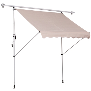 Outsunny Tenda da Sole con Manovella, Telaio Telescopico e Angolo Regolabile Beige 200x150cm