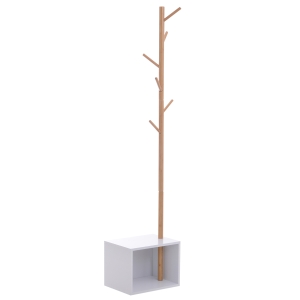 Homcom Appendiabiti Scarpiera con 6 Ganci in Bambù, Bianco, 40x30x180cm