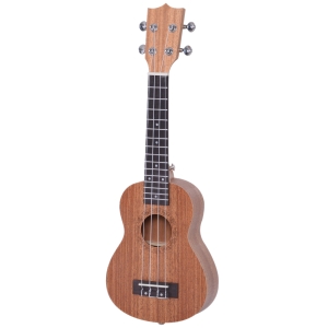 Homcom Ukulele in Legno di Sapelli con Testa in Okoume Disegno Hawaiano 21"