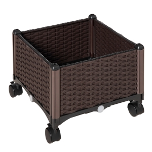 Outsunny Fioriera da Esterno in Plastica con 4 Ruote e Disco Auto-Irrigante, 40x40x31.5cm