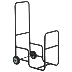 Outsunny Carrello Portalegna in Acciaio Nero con 2 Ruote per Interno ed Esterno