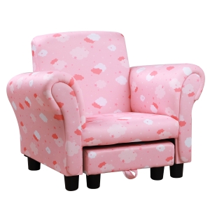 HOMCOM Poltroncina imbottita per Bambini con Poggiapiedi Estraibile-Rosa