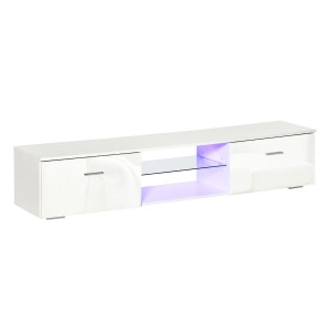 HOMCOM Mobile Porta TV con Luci LED 16 Colori per TV Fino 55", 160x35x30cm - Bianco