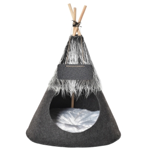 PawHut Tenda Cuccia per Cani e Cani Piccoli da Interno, Teepee Grigio Φ50x70cm