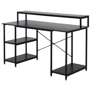 HOMCOM Mesa para Computador com Prateleiras Pés Ajustáveis Moldura de Metal 140x60x93 cm