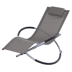 Outsunny Sedia a Dondolo in Texilene Zero-Gravity Grigio 154x80x84cm