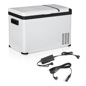 Outsunny Frigorífico Congelador de Compressor 30L Frigorífico Portátil de Carro CC 12V/24V e CA 110-240V até -22 ℃ com Tela Tátil e Alças para Barco Caminhão 61x32x40cm Branco