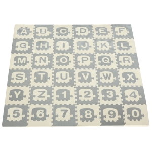 HOMCOM Alfombra Puzzle para Bebés 36 Piezas 31,5x31,5 cm con 26 Letras (A-Z) y Números 0 al 9 Juego Ronpecabezas Infantil de 3,24 m² Espuma EVA Suave Gris y Blanco